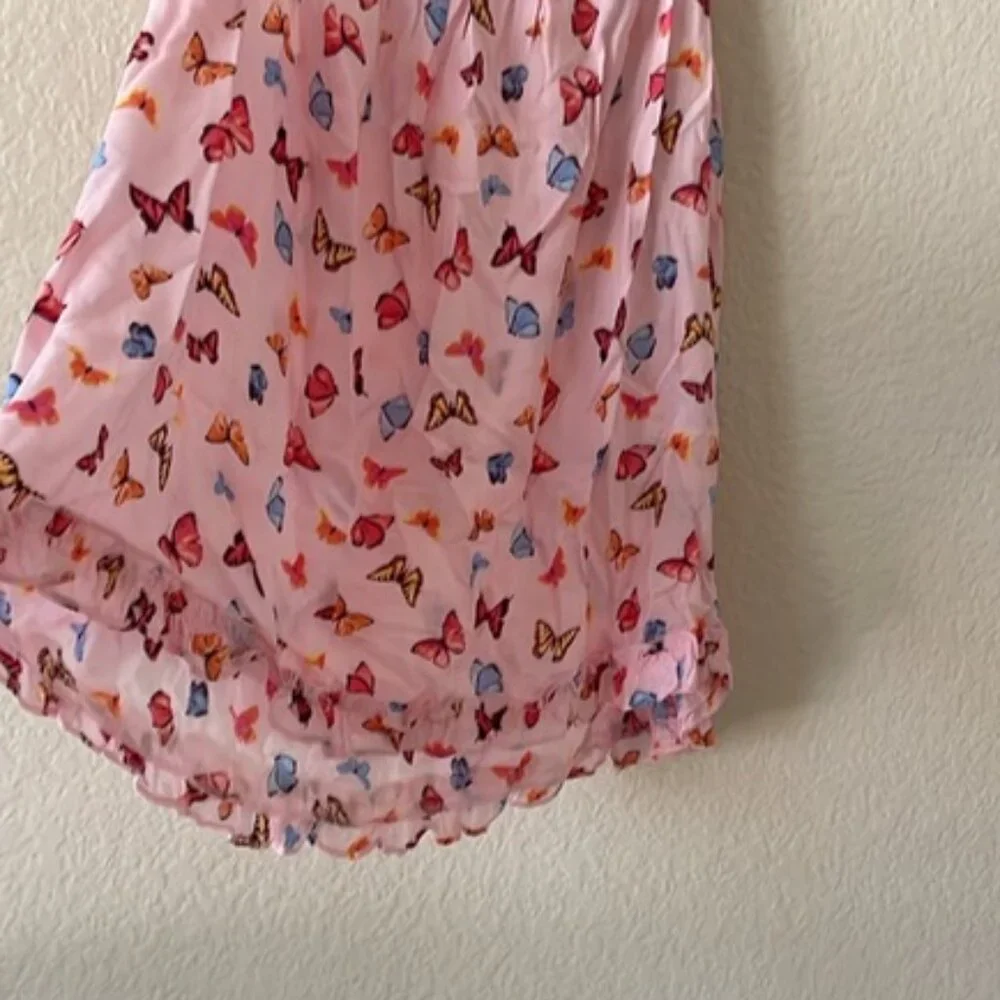 Kensie Camisole Top Scoop V Lounge Ruffle Tank Cottage Butterflies Pink